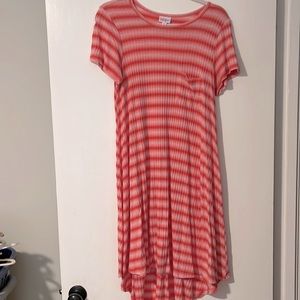 LuLaRoe Pink Striped Carly Dress